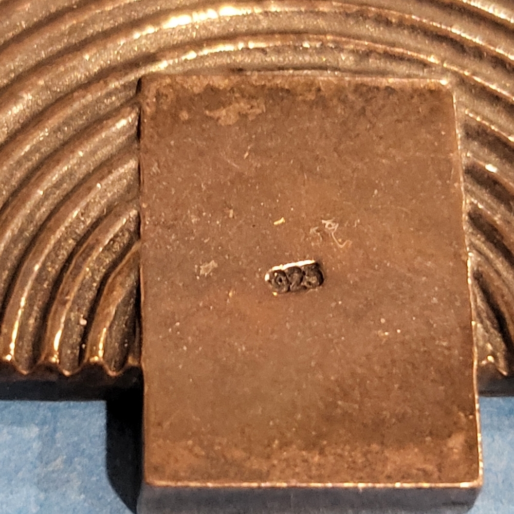 Stanning Vintage Art Deco Style. Sterling Silver 925 Black Onyx And Crystal Pin - Picture 5 of 6